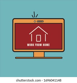 Work at home Concept , Outbreak of the COVID-19 virus. vector, illustration.