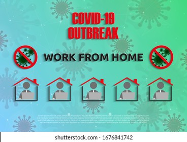 Work from home concept, social distancing company allow employee work at home to prevent virus infection in Covid-19 Outbreak. Vector illustration.