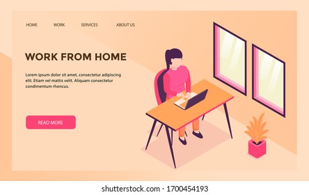 work from home concept for website template or landing homepage