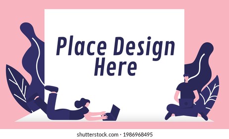 work from home concept while people working through the internet laptop computer in minimal design