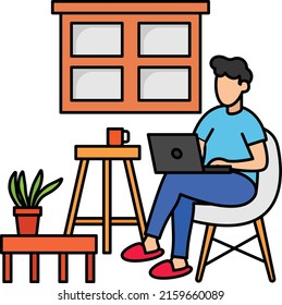 Arbeit vom Home Concept, Workaholic Vektorfarbsymbol, Symbol für Verhaltensorientierung, Individuelle Identität oder Lebensstil Zeichen, nachhaltige Stockillustration