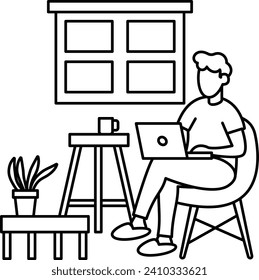 Work from Home Concept, Workaholic vector outline icon design, behavioral orientations symbol, Individual identity or Style of life Sign, Sustainable living stock illustration