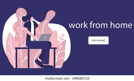 work from home concept,people study from home through the laptop. remote office freelance due to coid19 corona virus outbreak
