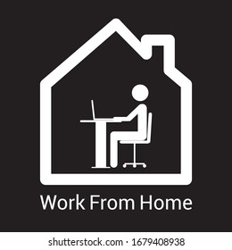 Work from home in COVID-19 virus outbreak. Social distancing business. Icon vector illustration