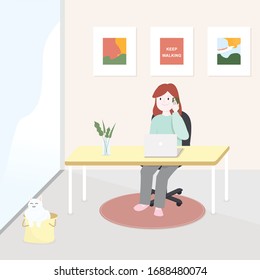 Work from home cute vector for Business