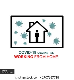 Work in home design concepts. Vector illustration of isolated on a white background. Online study, education. Illustration concept of COVID-19 coronavirus.