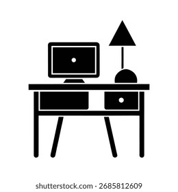 Arbeit von Home Desk Silhouette Vektorgrafik