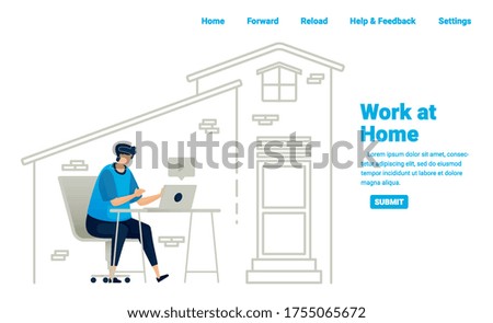 Work from home during covid-19 pandemic. Freelance jobs and business opportunities at home with internet connection. Illustration design of landing page, website, mobile apps, poster, flyer, banner