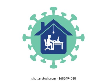 Work from home during outbreak of the COVID-19 virus. People work at home to prevent virus infection.