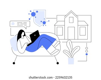 Work from home during sick leave abstract concept vector illustration. Virus outbreak prevention measures, social distance, governmental support, self protection, wear mask abstract metaphor.