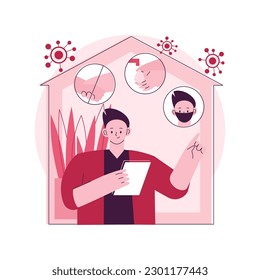 Work from home during sick leave abstract concept vector illustration. Virus outbreak prevention measures, social distance, governmental support, self protection, wear mask abstract metaphor.