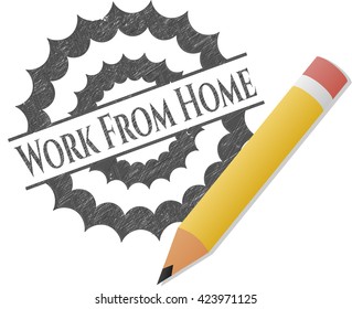 Work From Home emblem draw with pencil effect