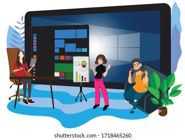 work from home everytime everywhere new working lifestyle concept flat design isolated on white background