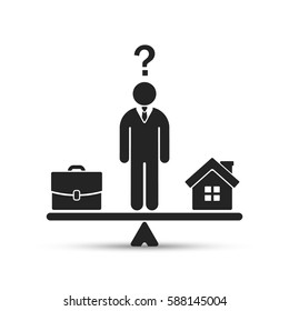 Work or home and family business solution concept, vector illustration.