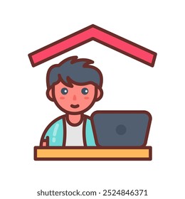 Work At Home Filled Icons , Vector illustration