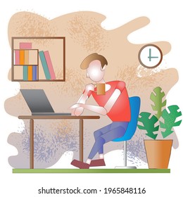 Work From Home Flat Design Illustration