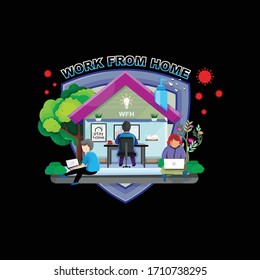 Work from home flat design vector