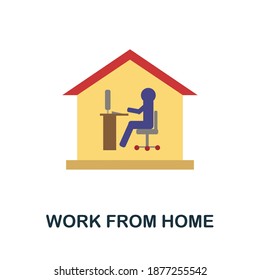 Work From Home flat icon. Colored filled simple Work From Home icon for templates, web design and infographics