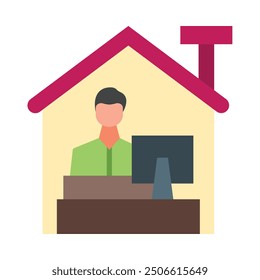 Work From Home Flat Icon Design For Personal nad Commercial Use