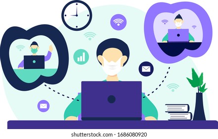 Work from home flat illustration