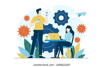 work from home flat illustration