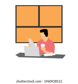 Work from home flat illustration