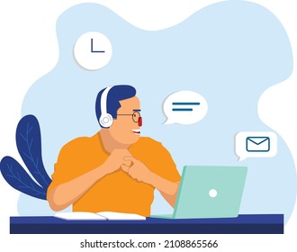 work from home flat illustration
