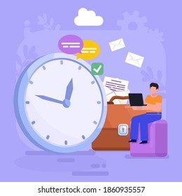 Work from home, freelance, outsource. Time management concept. Modern vector illustration