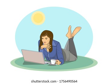 work at home. Freelance. Vector illustration