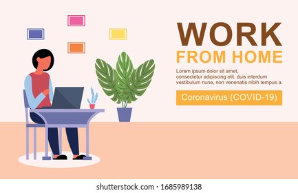 Trabajo desde casa, freelance, trabajo en casa, oficina en casa. Ilustración plana