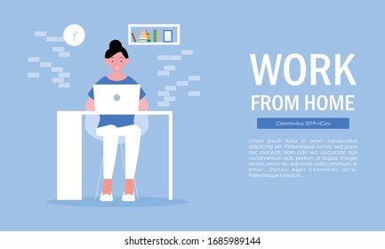 Trabajo desde casa, freelance, trabajo en casa, oficina en casa. Ilustración plana