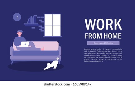 Work from home, freelance, working at home, home office. Flat illustration