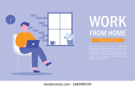 Arbeiten Sie von zu Hause, freiberuflich, arbeiten Sie zu Hause, zu Hause Büro. Flache Illustration