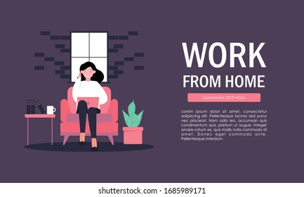 Arbeiten Sie von zu Hause, freiberuflich, arbeiten Sie zu Hause, zu Hause Büro. Flache Illustration