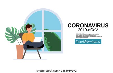 Work from home, freelance, working at home, home office. Flat illustration