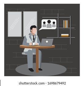 Work from home. Great illustration vector for freelance, social restrictions, social media etc.