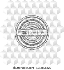 Work From Home grey badge with geometric cube white background