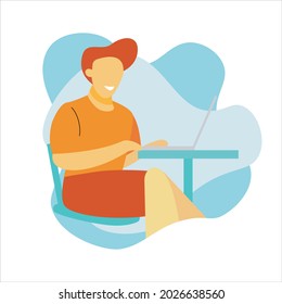 Work from home guy vector illustration