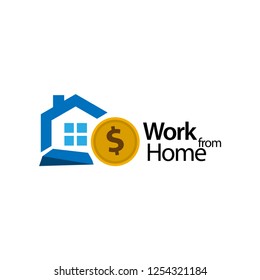 Work from home and house icon stock vector, flat designs