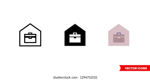 Work from home icon of 3 types: color, black and white, outline. Isolated vector sign symbol.