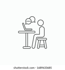 work from home icon, businessman working on computer vector