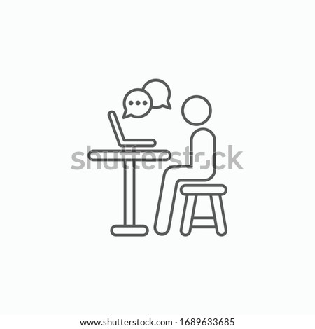 work from home icon, businessman working on computer vector