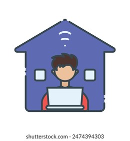 Work from home icon colored outline style vector illustration