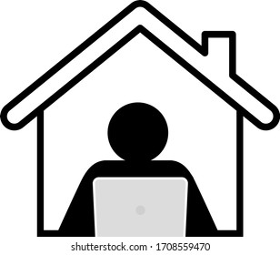 Work from home icon design. Company allows employees to work from home to avoid viruses. Vector illustrate isolated on white background.