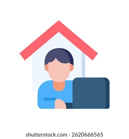 Ícone de ilustração de vetor plano do Work From Home