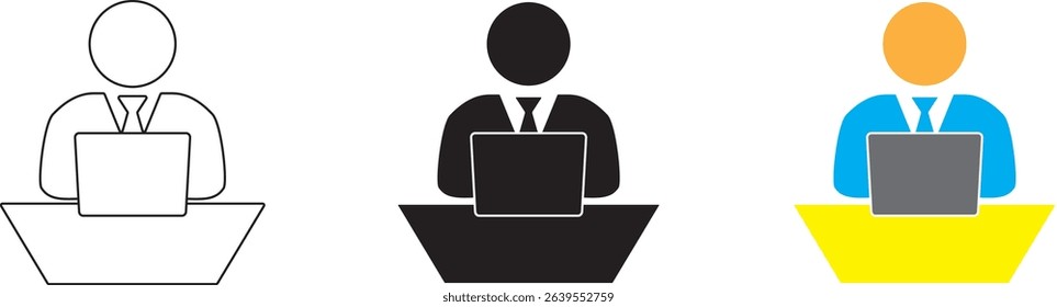 work from home icon illustration. Contains remote work, online work, freelance work, home office, digital freelance, portfolio and more. Solid vector icon collection.