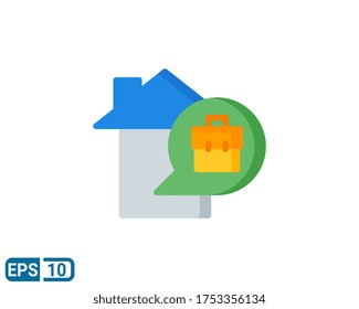 work from home icon isolated on white background. vector illustration in flat style. Editable color. EPS 10