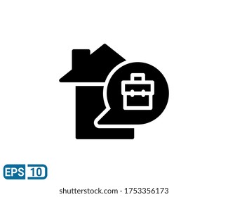 Arbeit von zu Hause Symbol einzeln auf weißem Hintergrund. Vektorgrafik im Glyph-Stil. EPS10