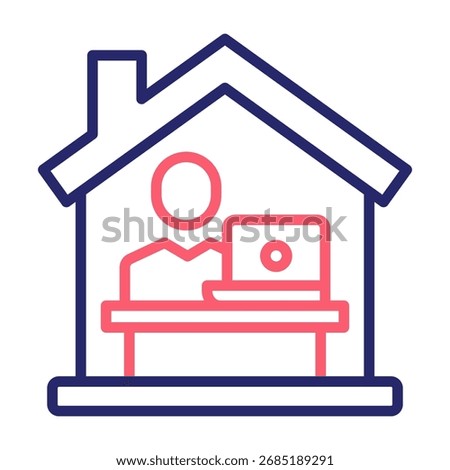 Work From Home Icon Line Color Style Vector Illustration