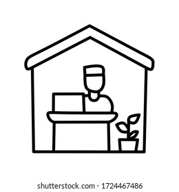 Work from home icon, line with editable stroke On white background